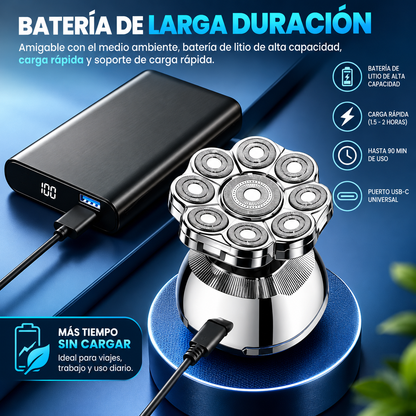 Afeitadora de Cabeza 9D para Hombre – Afeitado Suave, Inalámbrica e Impermeable.