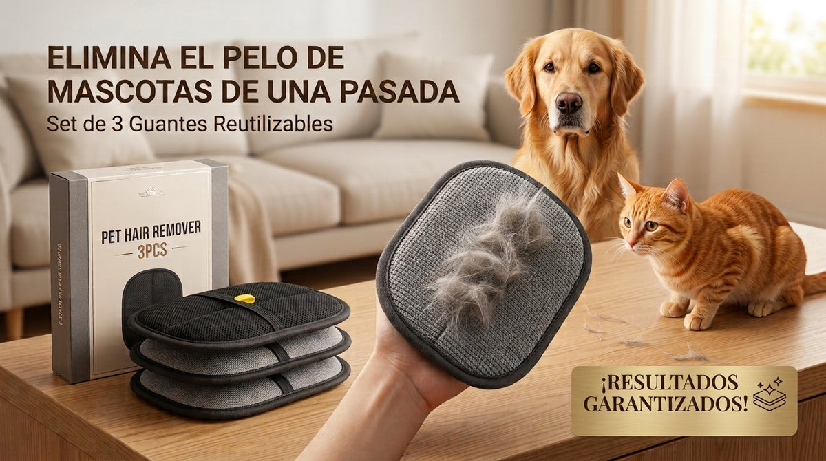 Guante Quitapelos Electrostático y Reutilizable para Mascotas – Aseo y Limpieza de Pelos de Perro y Gato